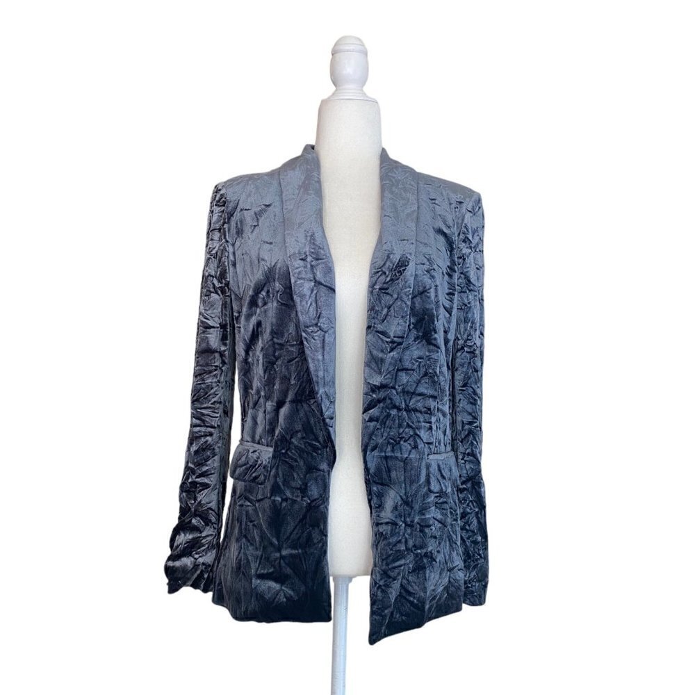 Ro & De Gray Crushed Velvet Open Front Blazer Womens Size XS Festive